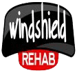 A black and white logo for windshield rehab.